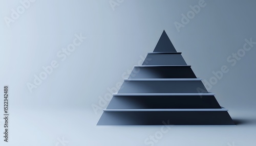 Gray pyramid with tiered shelves against a plain background.