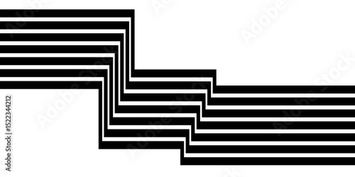 Perspective line stripes with 3d dimensional effect, geometric line pattern