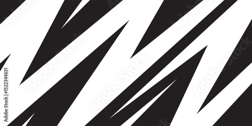 Abstract black and white background with spikes and zigzag line pattern. vector illustration