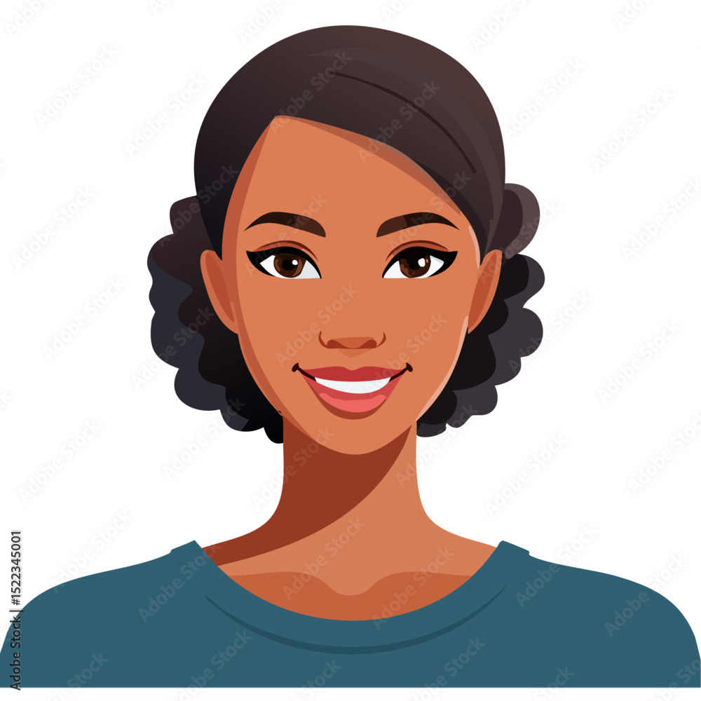 Fototapeta premium Flat Vector. Portrait of only one Woman. Simple Background.
