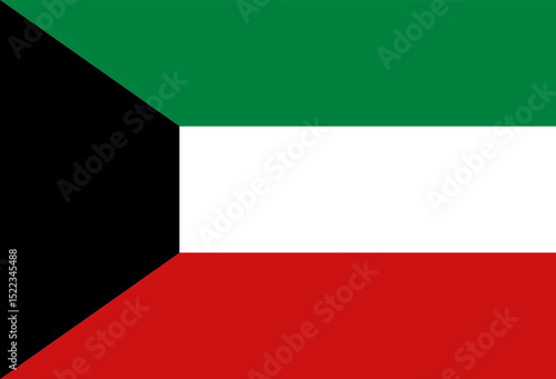 National flag of Kuwait. Vector illustration.