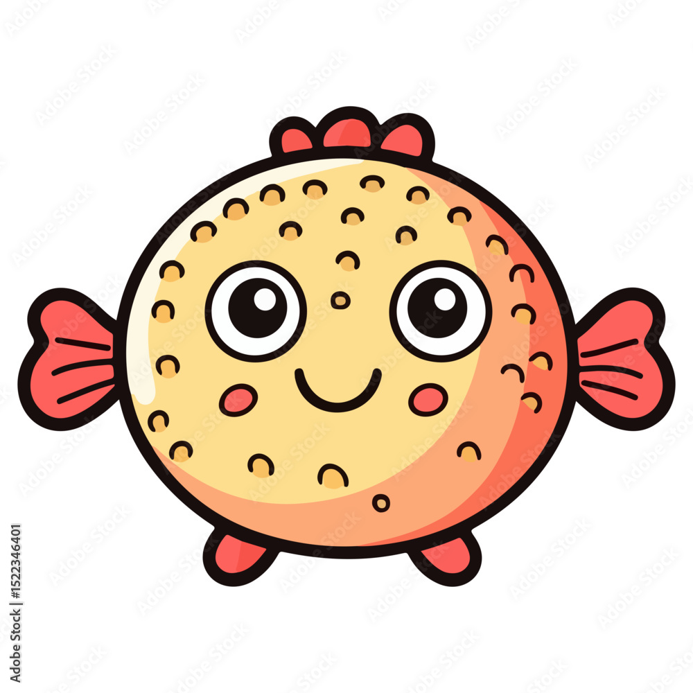 Fototapeta premium pufferfish, underwater animal, vector, transparent background, creature, fish, aquarium, ocean, isolated, cute, nature, icon, wildlife, underwater