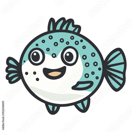 pufferfish, underwater animal, vector, transparent background, creature, fish, aquarium, ocean, isolated, cute, nature, icon, wildlife, underwater