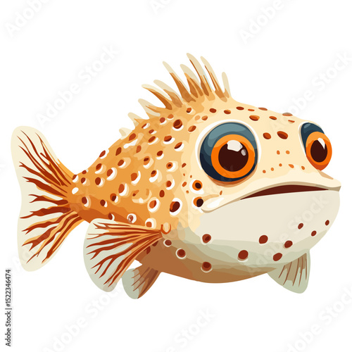 pufferfish, underwater animal, vector, transparent background, creature, fish, aquarium, ocean, isolated, cute, nature, icon, wildlife, underwater