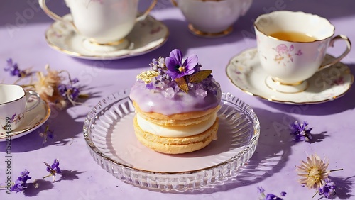Wallpaper Mural Exquisite lavender pastry and tea Torontodigital.ca