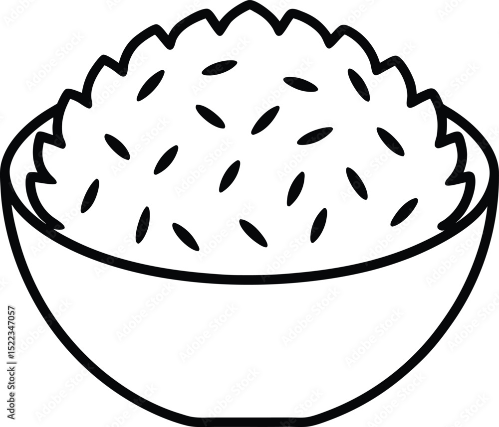 Simple Line Art Illustration of a Bowl of Rice A Delicious and Wholesome Meal Simple Line Art Illustration of a Bowl of Rice A Delicious and Wholesome Meal