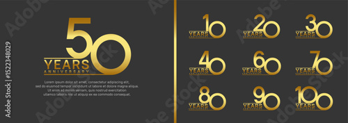 set of anniversary logo style. vector design golden color for celebration