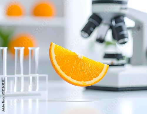 Orange slice in lab setting