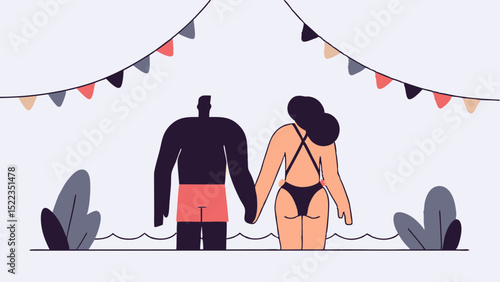Beach swimwear Summer Festival Minimal Vector Roundish Flat
