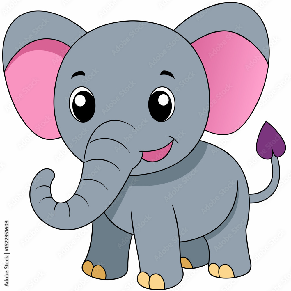 Fototapeta premium Adorable Baby Elephant Illustration