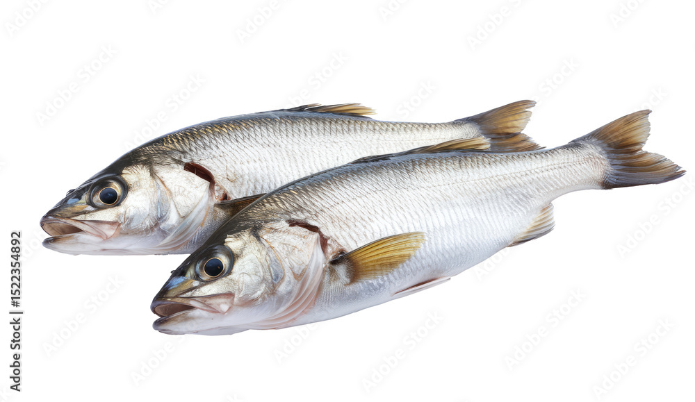 Fototapeta premium fresh sea bass isolated on white background