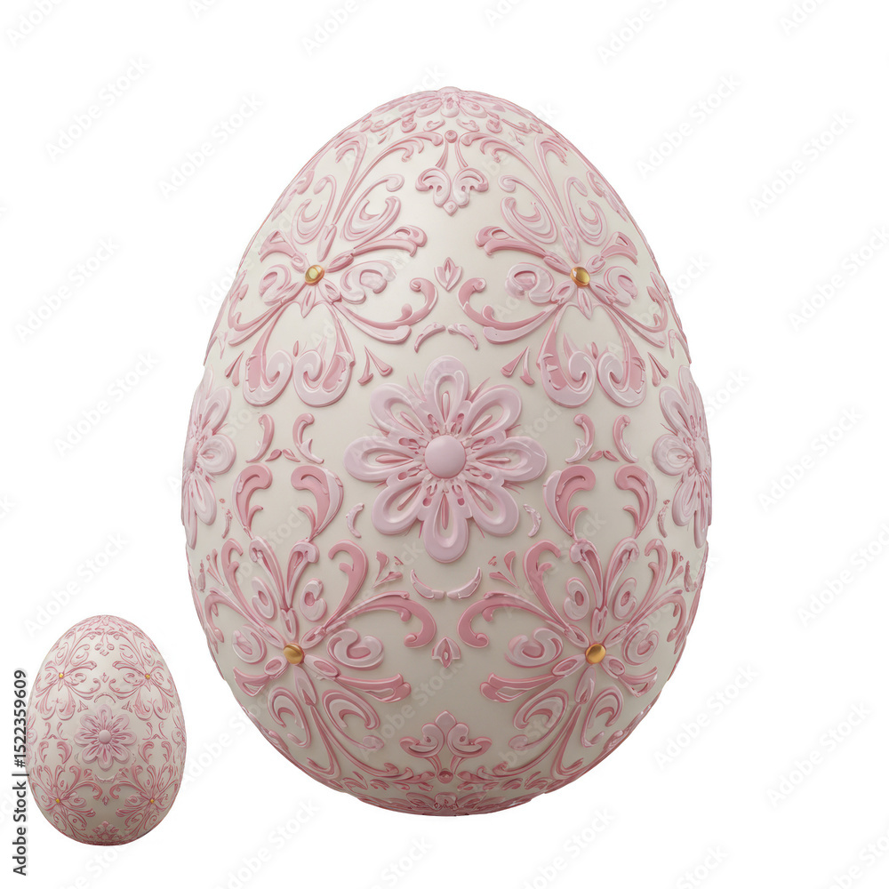 Ornate Pink Floral Pattern on Easter Eggs Isolated 3D Rendering Ornate Pink Floral Pattern on Easter Eggs Isolated 3D Rendering