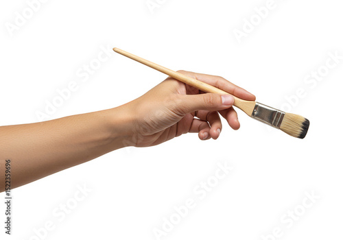 Painting Artistic Image Of A Hand Holding A Paintbrush With Transparent Background