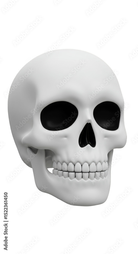 Obraz premium Realistic 3D Human Skull with Transparent Background Anatomy Illustration