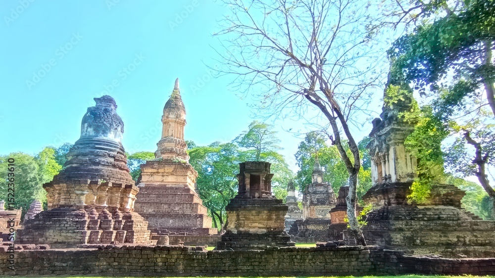 Fototapeta premium Ancient Temple Ruins Surrounded by Lush Greenery in Bright Daylight