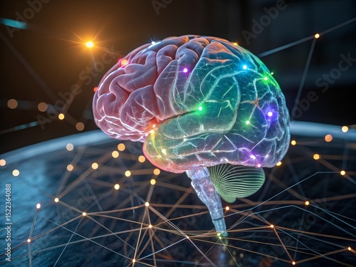 A Metaphorical Image of a Human Brain: Connected to a Digital Network