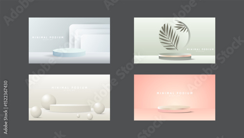 Minimal podium set background, 3d podium for presentation, Stage for showcase, illustration in flat style, illustrations EPS 10