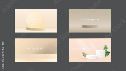 Minimal podium set background, 3d podium for presentation, Stage for showcase, illustration in flat style, illustrations EPS 10