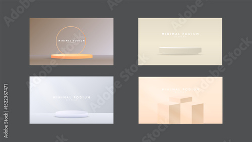 Minimal podium set background, 3d podium for presentation, Stage for showcase, illustration in flat style, illustrations EPS 10