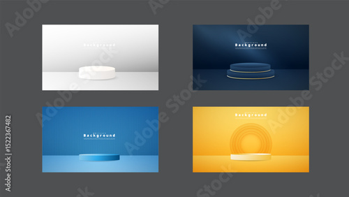 Minimal podium set background, 3d podium for presentation, Stage for showcase, illustration in flat style, illustrations EPS 10