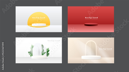 Minimal podium set background, 3d podium for presentation, Stage for showcase, illustration in flat style, illustrations EPS 10