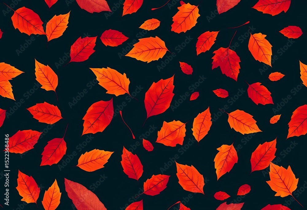 Seamless autumn leaf pattern Rich orange, red, brown leaves on dark background Perfect fall design, brown, autumnal Seamless autumn leaf pattern Rich orange, red, brown leaves on dark background Perfect fall design, brown, autumnal
