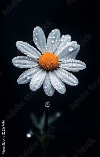 daisy on black background