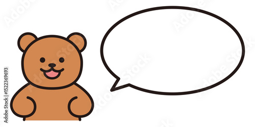 くまと丸い吹き出し　シンプル
