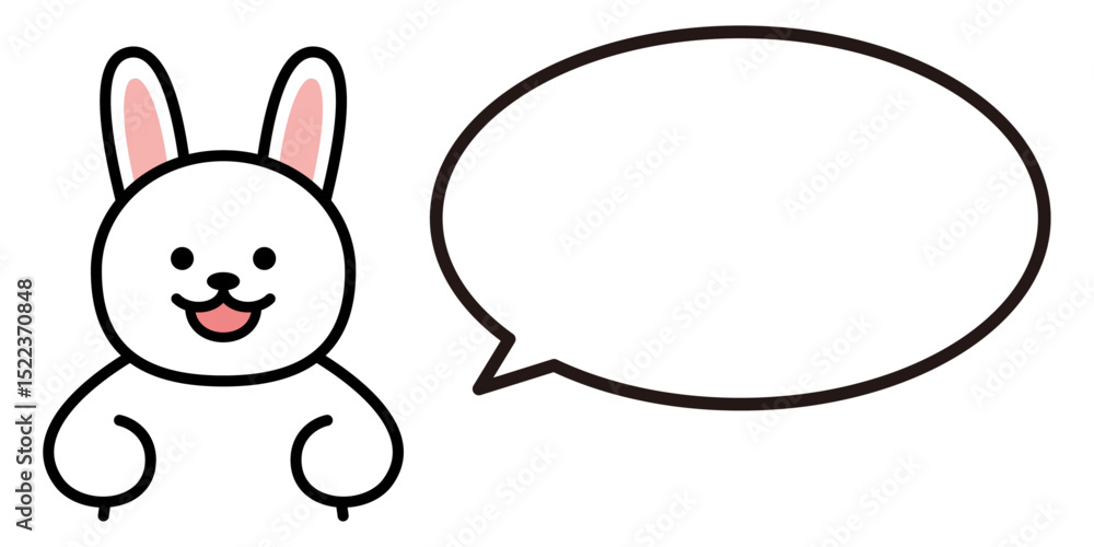 うさぎと丸い吹き出し シンプル うさぎと丸い吹き出し シンプル