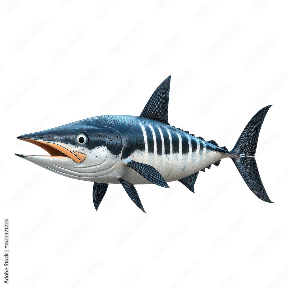 Naklejka premium Striped Marlin Fish Detailed 3D Render Ocean Wildlife Aquatic Animal
