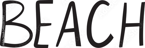 Hand Lettered Beach Word Illustration Vector 