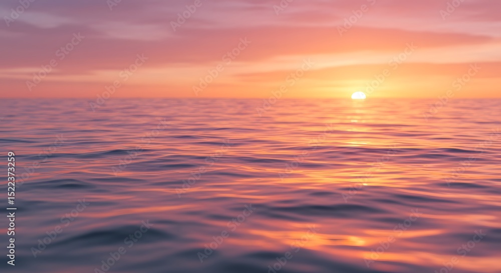Fototapeta premium Serene Sunset over Calm Ocean Waters A Peaceful Coastal Scene