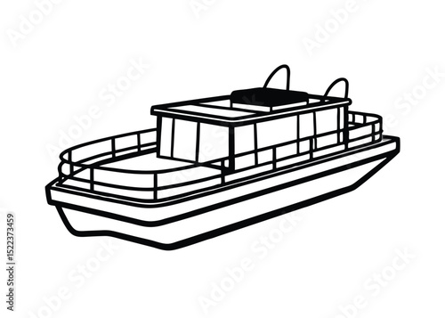 line art pontoon boat minimalist vector art