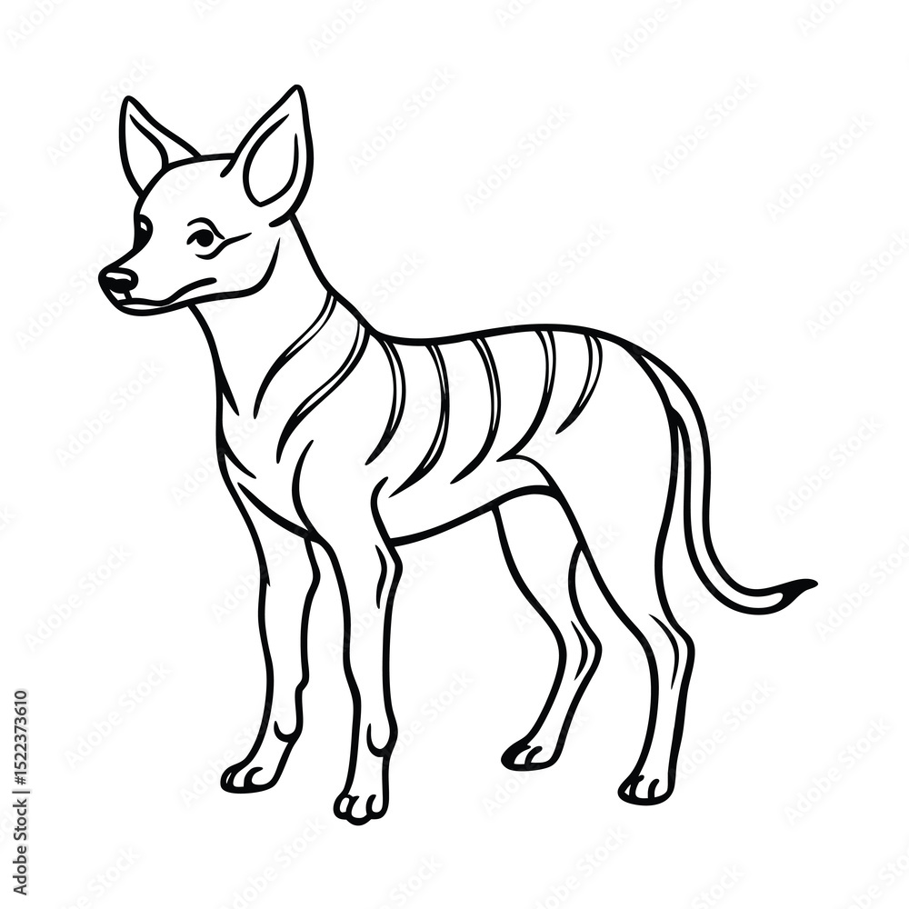 Fototapeta premium line art standing baby dingo