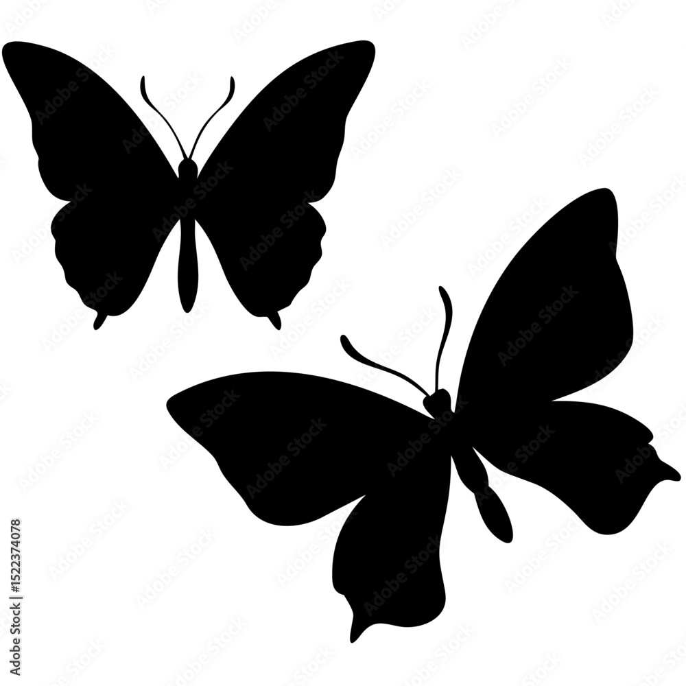Butterflies silhouette vector set – flying black butterfly shapes isolated on transparent background Butterflies silhouette vector set – flying black butterfly shapes isolated on transparent background