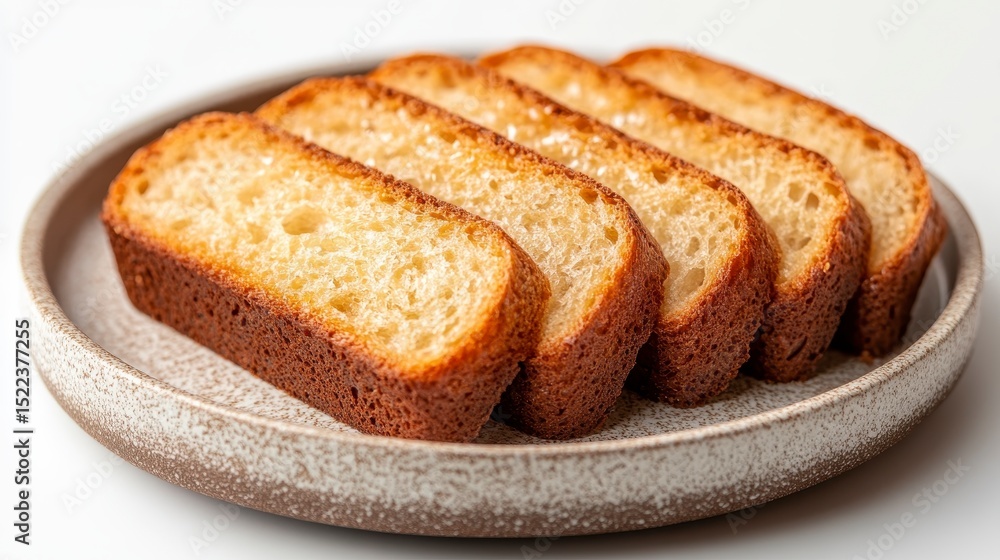 Freshly Baked Slices of Bread on a Rustic Plate for Culinary Use Freshly Baked Slices of Bread on a Rustic Plate for Culinary Use