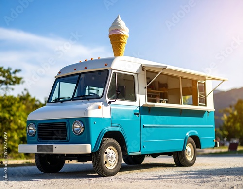 Retro ice cream truck parked outdoors