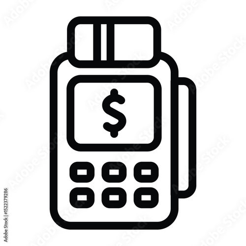 editable strokes icon of a credit card reader suitable for financial apps, websites, and ecommerce platforms. Perfect for payment processing visuals.