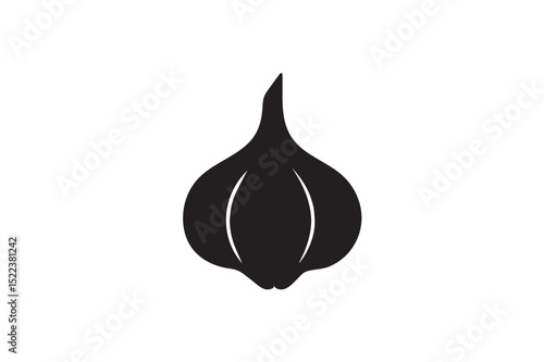 Garlic silhouette on white background.01