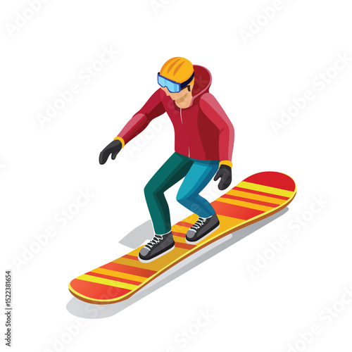 snowboarding technical isometric vector drawing with defined edges and modern simplicity.