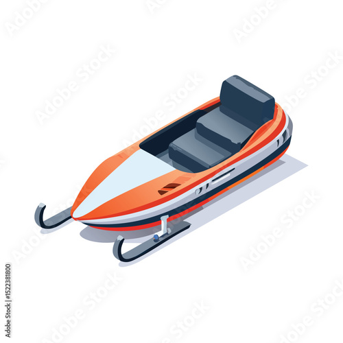 bobsleigh technical isometric vector drawing with defined edges and modern simplicity.