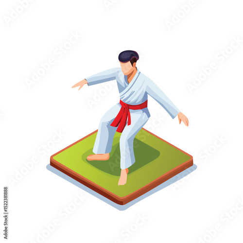 capoeira technical isometric vector drawing with defined edges and modern simplicity.