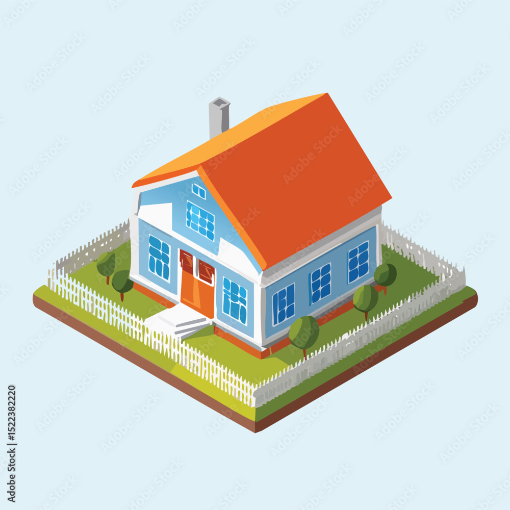 farmhouse technical isometric vector drawing with defined edges and modern simplicity. farmhouse technical isometric vector drawing with defined edges and modern simplicity.