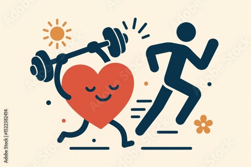 Symbolic Depiction of Exercise and Movement, Showing the Heart Strengthening Through Activity
