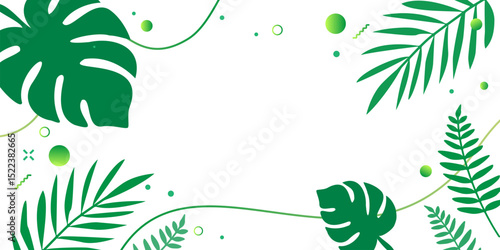 Green tropical plant leaves - vector illustration on transparent background for eco and summer design