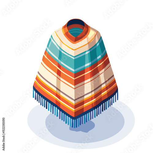 poncho technical isometric vector drawing with defined edges and modern simplicity.
