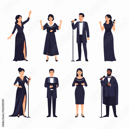Choir group performs together singing and acting