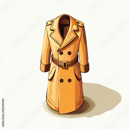 trenchcoat technical isometric vector drawing with defined edges and modern simplicity.