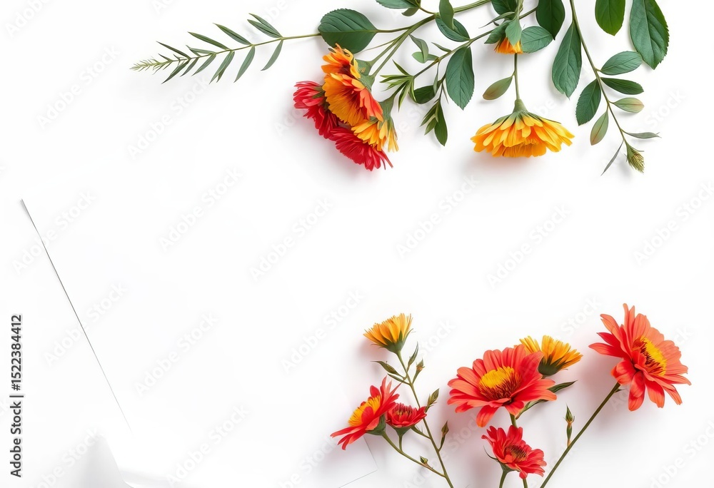 Naklejka premium Clean white papers layered flat, minimalist composition, graphic, overlap