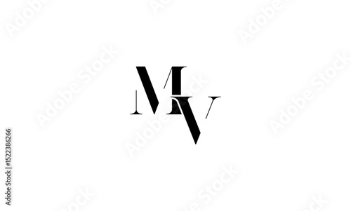 MV initial letters, monogram logo